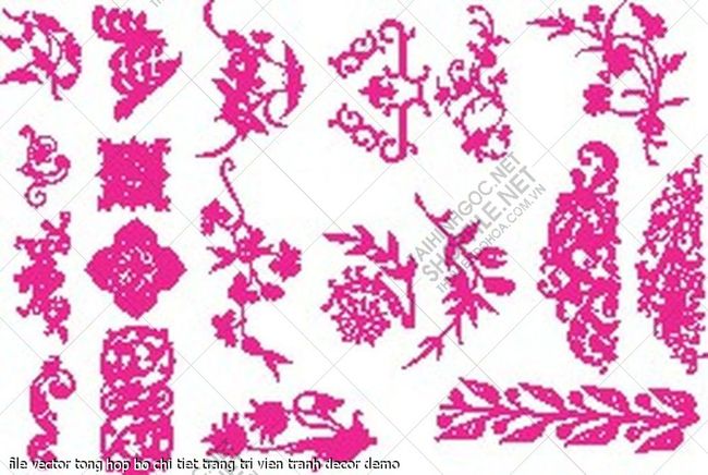 file vector tong hop bo chi tiet trang tri vien tranh decor 